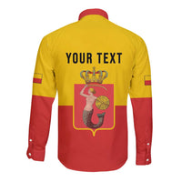 Personalized Warsaw Capital of Poland Long Sleeve Button Shirt Royal Syrenka Heraldic Design