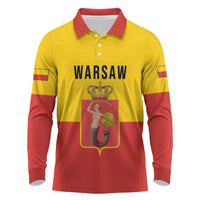 Personalized Warsaw Capital of Poland Long Sleeve Polo Shirt Royal Syrenka Heraldic Design