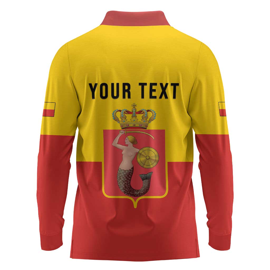 Personalized Warsaw Capital of Poland Long Sleeve Polo Shirt Royal Syrenka Heraldic Design