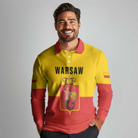 Personalized Warsaw Capital of Poland Long Sleeve Polo Shirt Royal Syrenka Heraldic Design