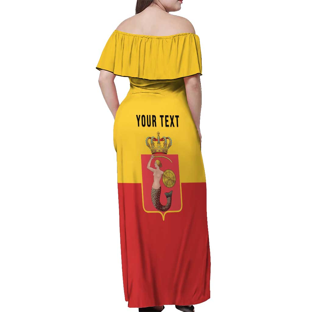 Personalized Warsaw Capital of Poland Off Shoulder Maxi Dress Royal Syrenka Heraldic Design