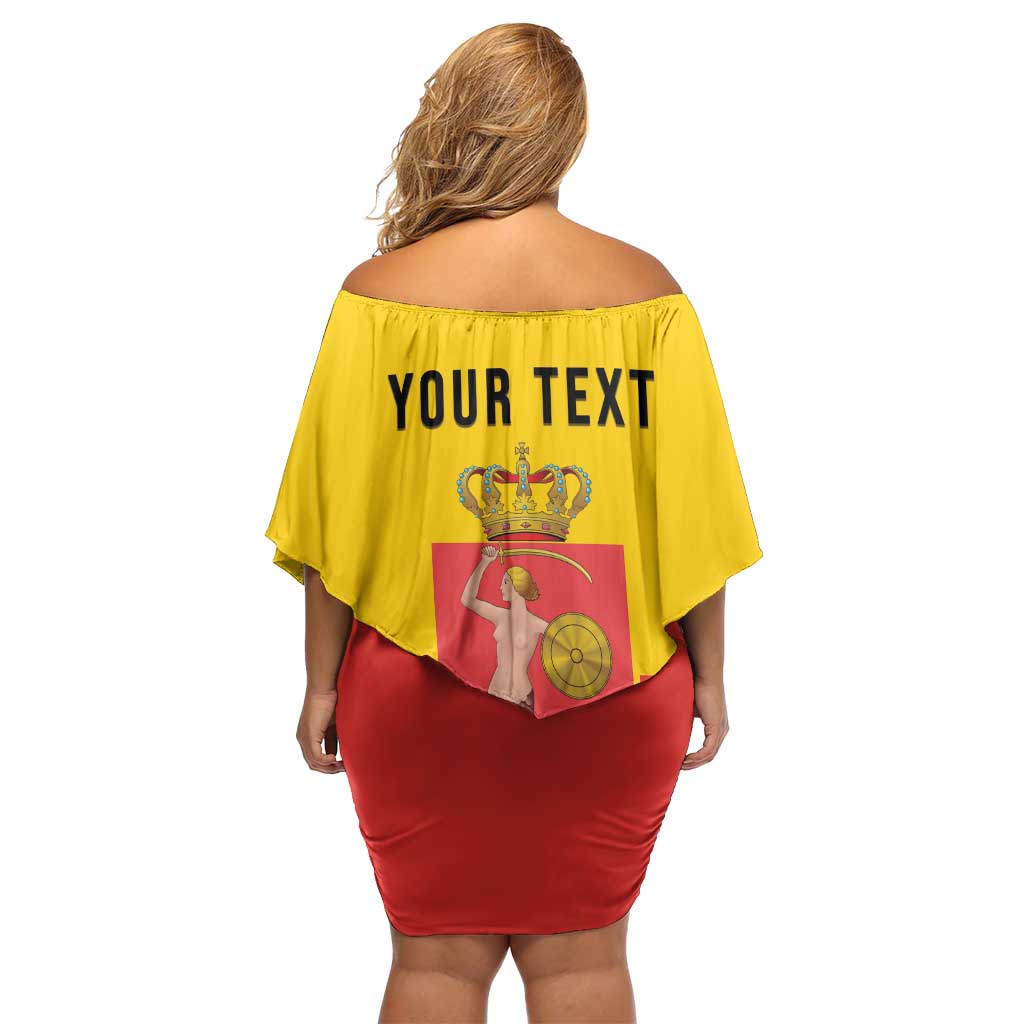 Personalized Warsaw Capital of Poland Off Shoulder Short Dress Royal Syrenka Heraldic Design