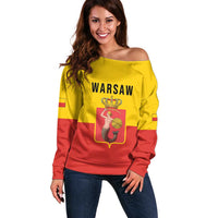 Personalized Warsaw Capital of Poland Off Shoulder Sweater Royal Syrenka Heraldic Design