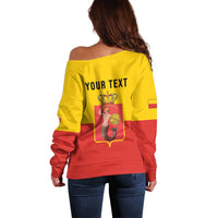 Personalized Warsaw Capital of Poland Off Shoulder Sweater Royal Syrenka Heraldic Design