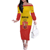Personalized Warsaw Capital of Poland Off The Shoulder Long Sleeve Dress Royal Syrenka Heraldic Design