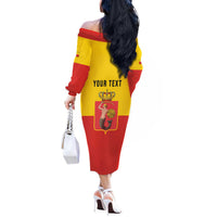 Personalized Warsaw Capital of Poland Off The Shoulder Long Sleeve Dress Royal Syrenka Heraldic Design