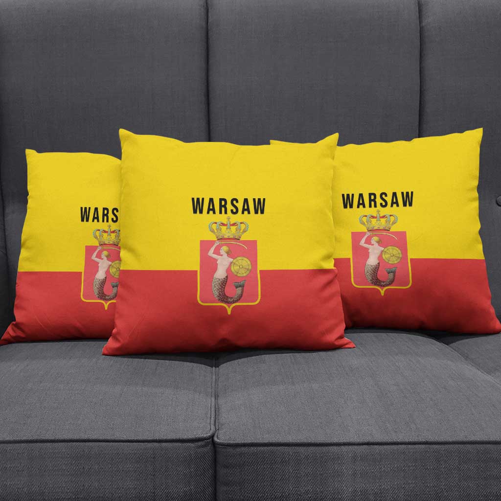 Warsaw Capital of Poland Pillow Cover Royal Syrenka Heraldic Design