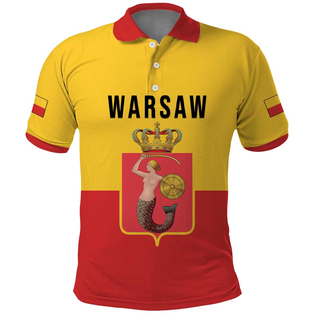 Personalized Warsaw Capital of Poland Polo Shirt Royal Syrenka Heraldic Design