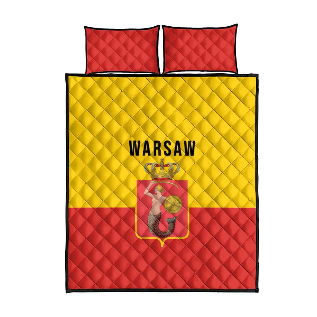 Warsaw Capital of Poland Quilt Bed Set Royal Syrenka Heraldic Design