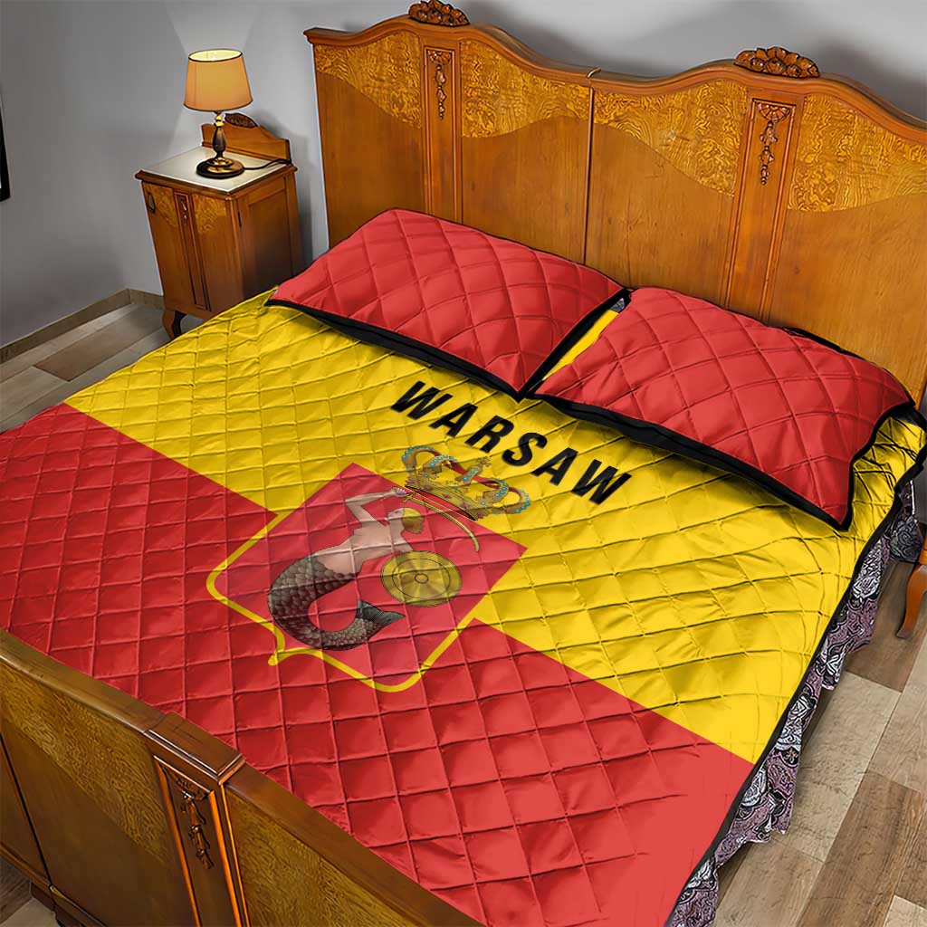 Warsaw Capital of Poland Quilt Bed Set Royal Syrenka Heraldic Design