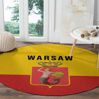 Warsaw Capital of Poland Round Carpet Royal Syrenka Heraldic Design