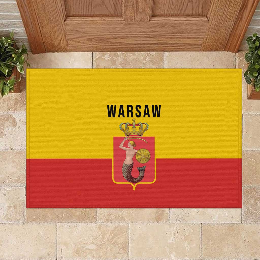 Warsaw Capital of Poland Rubber Doormat Royal Syrenka Heraldic Design
