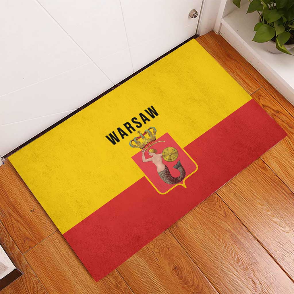 Warsaw Capital of Poland Rubber Doormat Royal Syrenka Heraldic Design