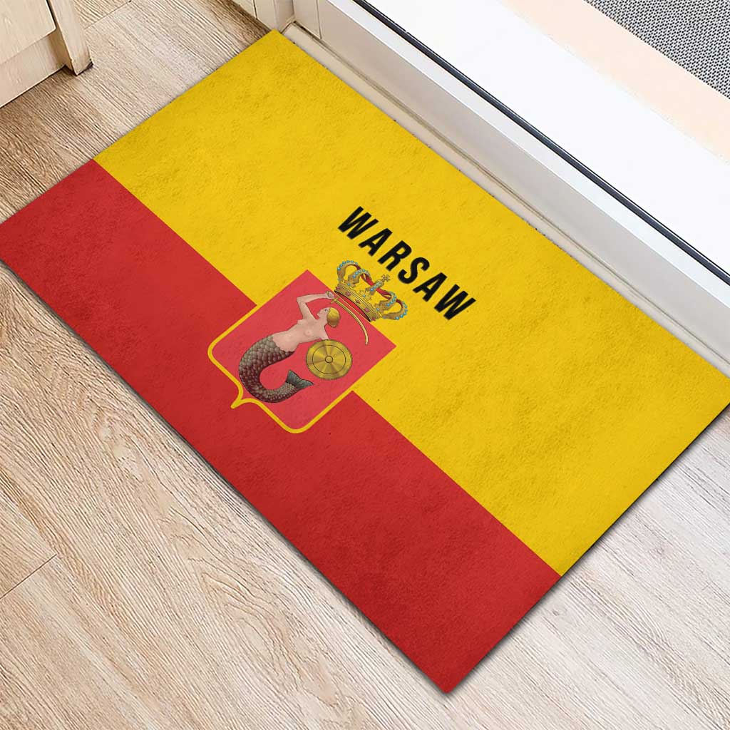 Warsaw Capital of Poland Rubber Doormat Royal Syrenka Heraldic Design