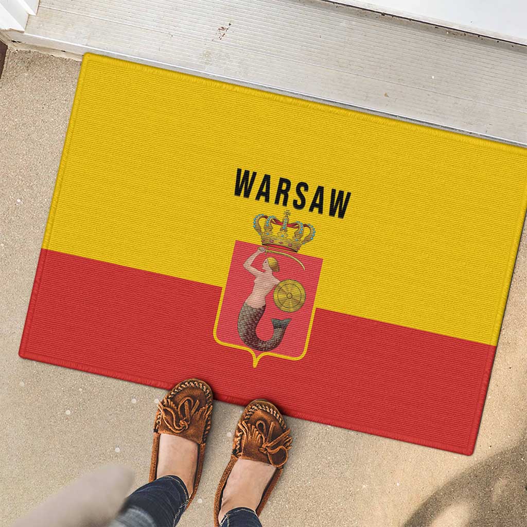 Warsaw Capital of Poland Rubber Doormat Royal Syrenka Heraldic Design