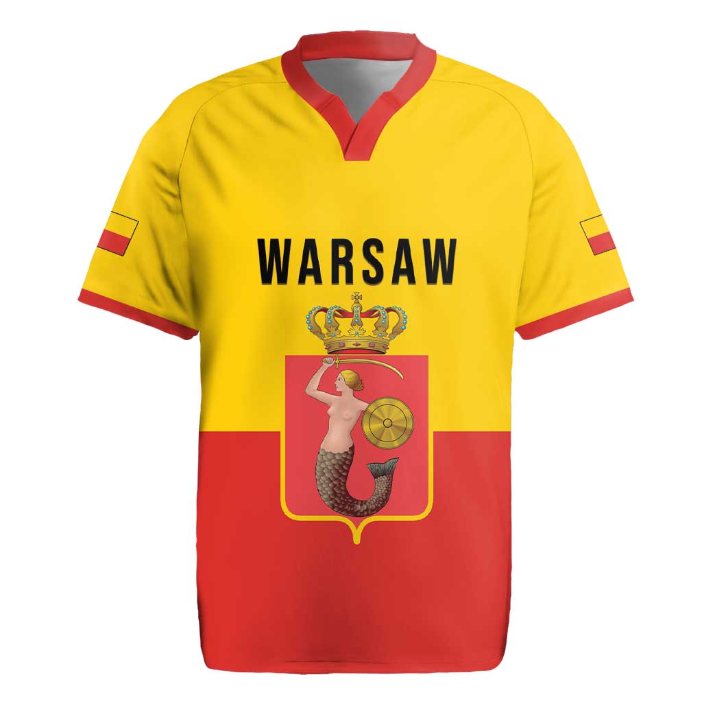 Personalized Warsaw Capital of Poland Rugby Jersey Royal Syrenka Heraldic Design