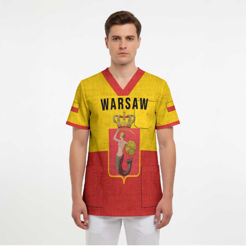 Personalized Warsaw Capital of Poland Scrub Top Royal Syrenka Heraldic Design