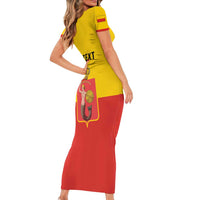 Personalized Warsaw Capital of Poland Short Sleeve Bodycon Dress Royal Syrenka Heraldic Design