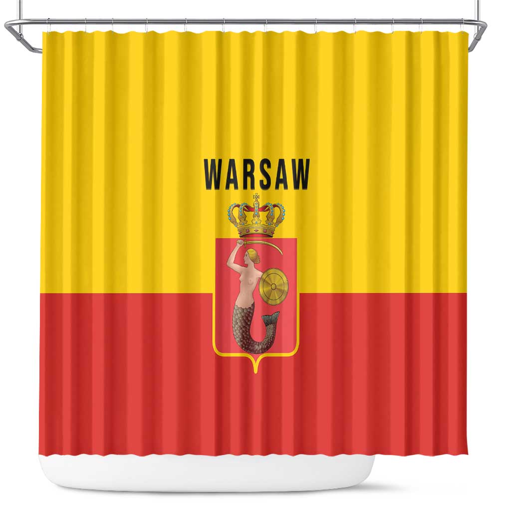 Warsaw Capital of Poland Shower Curtain Royal Syrenka Heraldic Design