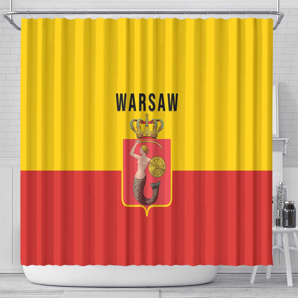 Warsaw Capital of Poland Shower Curtain Royal Syrenka Heraldic Design