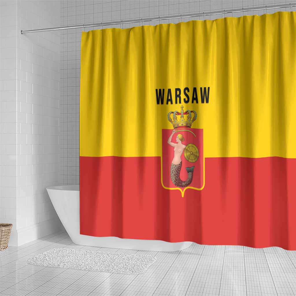 Warsaw Capital of Poland Shower Curtain Royal Syrenka Heraldic Design