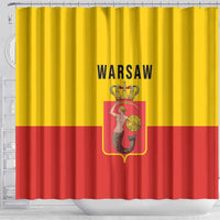 Warsaw Capital of Poland Shower Curtain Royal Syrenka Heraldic Design