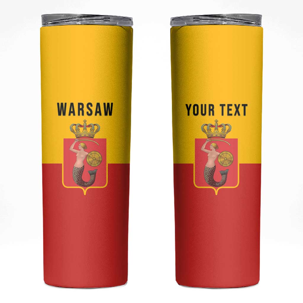 Personalized Warsaw Capital of Poland Skinny Tumbler Royal Syrenka Heraldic Design