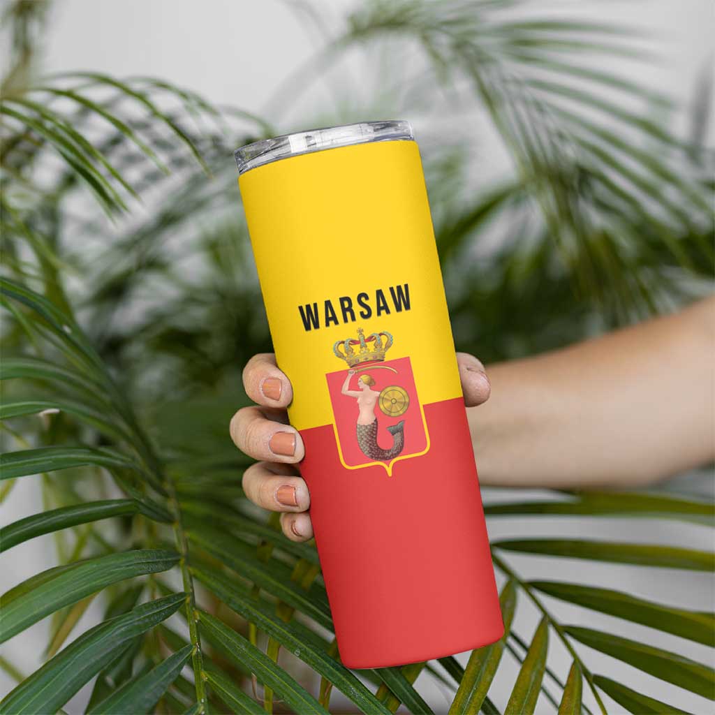 Personalized Warsaw Capital of Poland Skinny Tumbler Royal Syrenka Heraldic Design