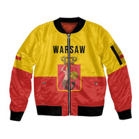 Personalized Warsaw Capital of Poland Sleeve Zip Bomber Jacket Royal Syrenka Heraldic Design