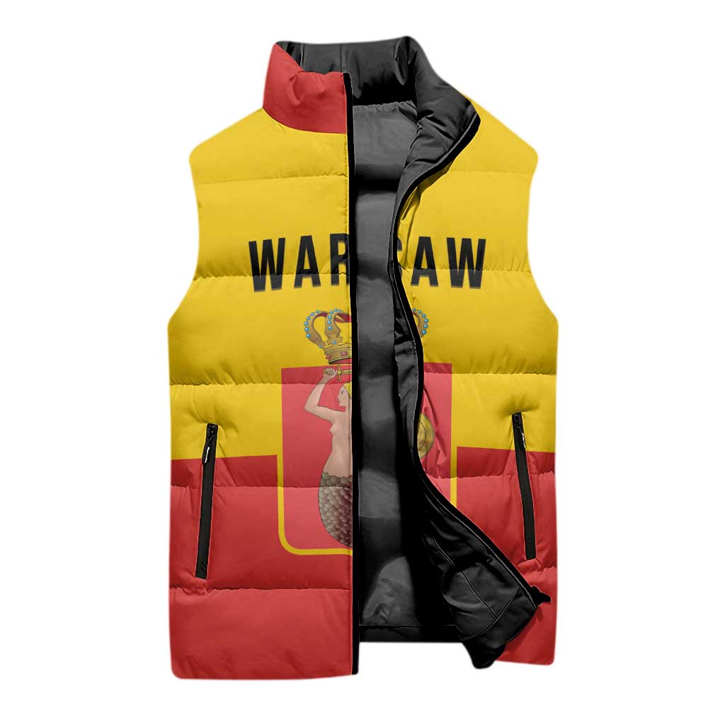 Personalized Warsaw Capital of Poland Sleeveless Puffer Jacket Royal Syrenka Heraldic Design
