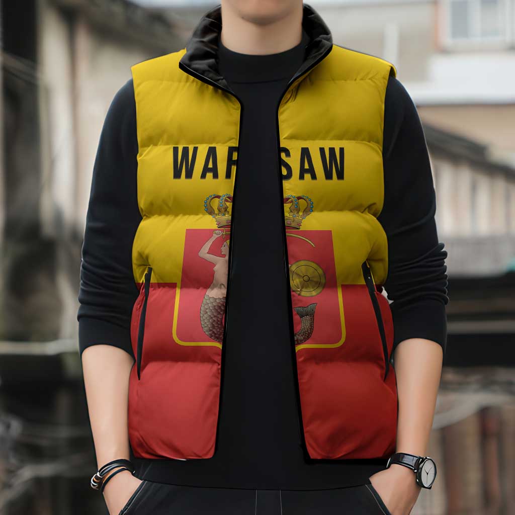 Personalized Warsaw Capital of Poland Sleeveless Puffer Jacket Royal Syrenka Heraldic Design
