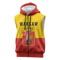 Personalized Warsaw Capital of Poland Sleeveless Zip Hoodie Royal Syrenka Heraldic Design