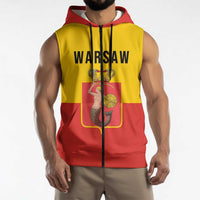 Personalized Warsaw Capital of Poland Sleeveless Zip Hoodie Royal Syrenka Heraldic Design