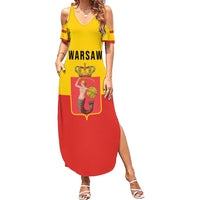 Personalized Warsaw Capital of Poland Summer Maxi Dress Royal Syrenka Heraldic Design
