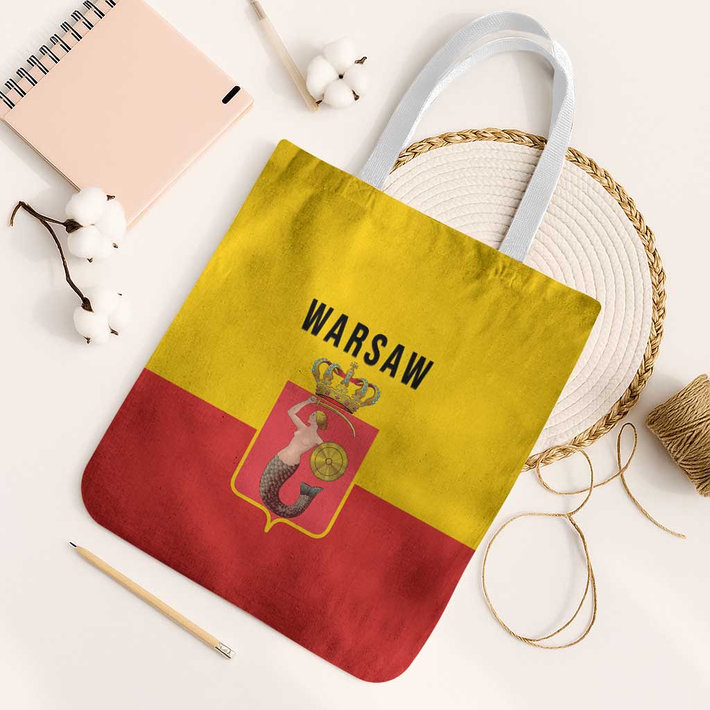 Warsaw Capital of Poland Tote Bag Royal Syrenka Heraldic Design