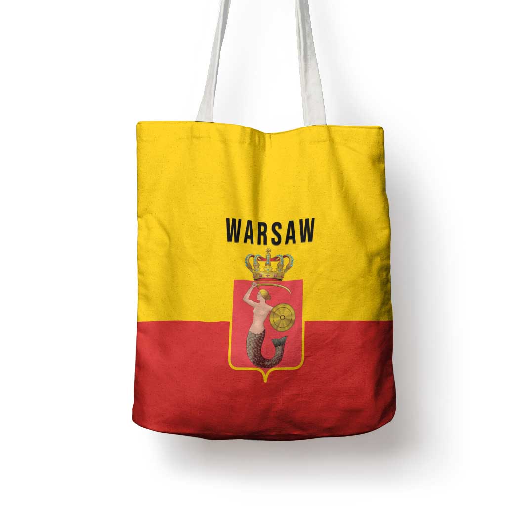 Warsaw Capital of Poland Tote Bag Royal Syrenka Heraldic Design