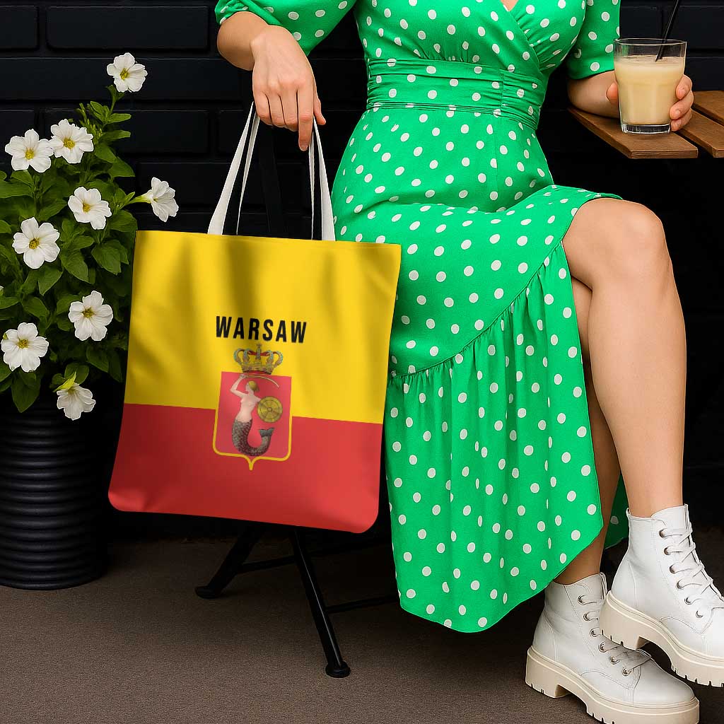 Warsaw Capital of Poland Tote Bag Royal Syrenka Heraldic Design