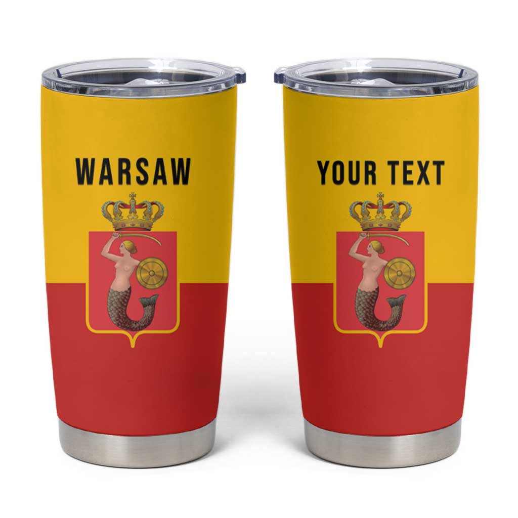 Personalized Warsaw Capital of Poland Tumbler Cup Royal Syrenka Heraldic Design