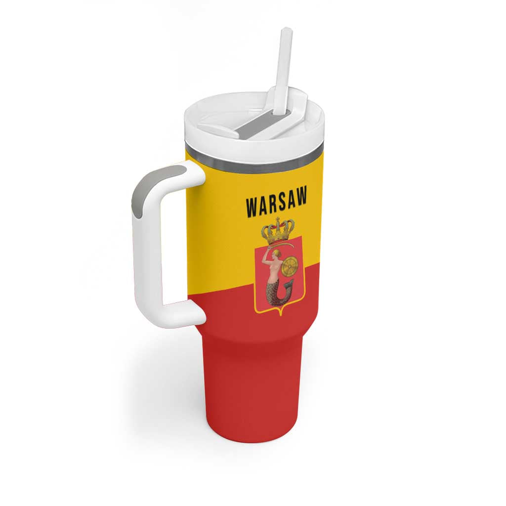Personalized Warsaw Capital of Poland Tumbler With Handle Royal Syrenka Heraldic Design