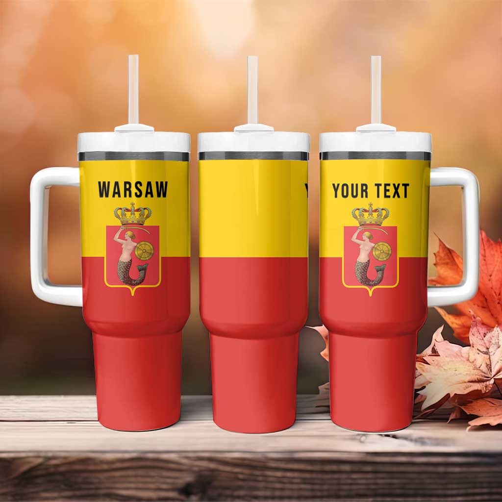 Personalized Warsaw Capital of Poland Tumbler With Handle Royal Syrenka Heraldic Design