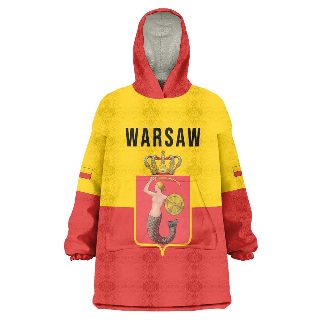 Personalized Warsaw Capital of Poland Wearable Blanket Hoodie Royal Syrenka Heraldic Design