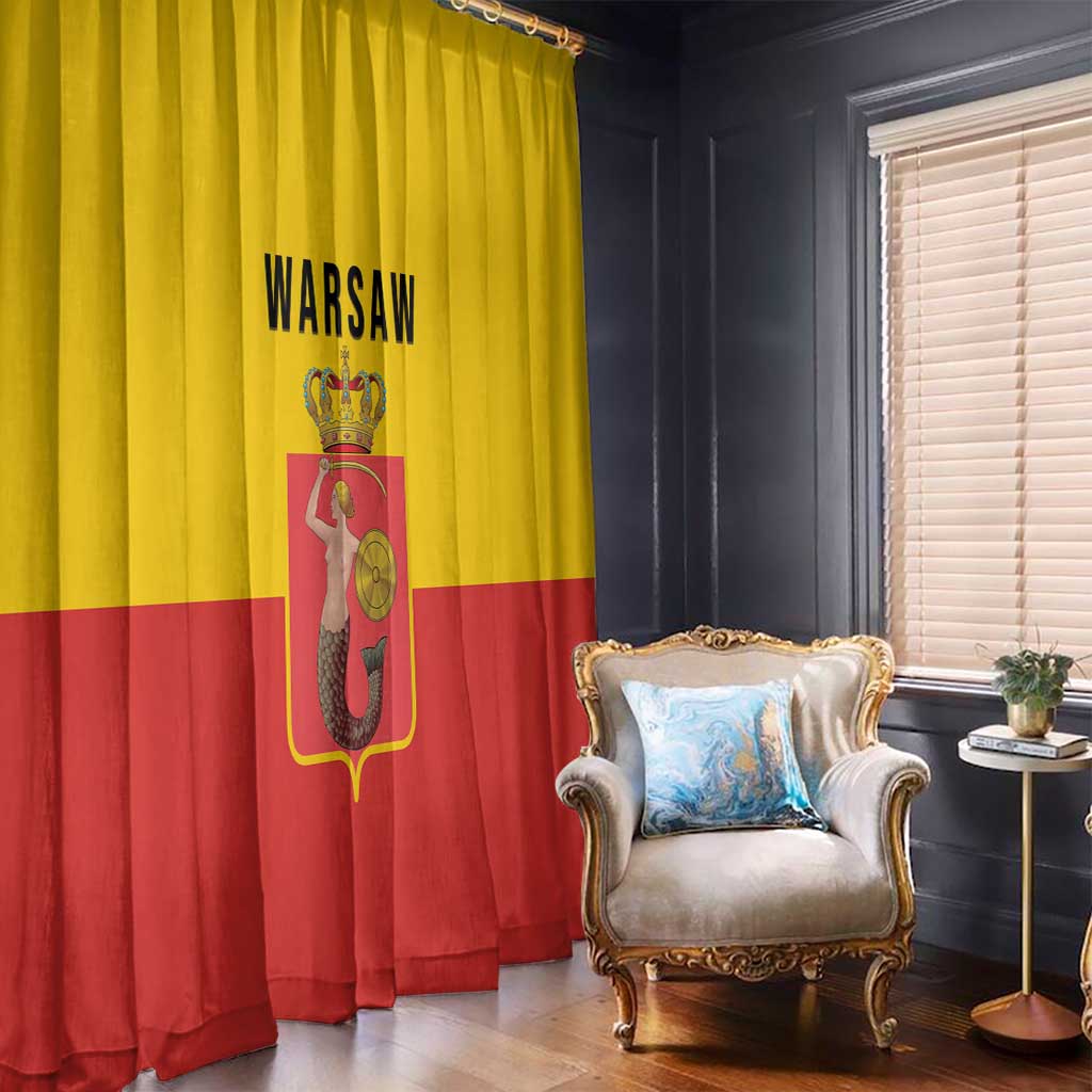 Warsaw Capital of Poland Window Curtain Royal Syrenka Heraldic Design