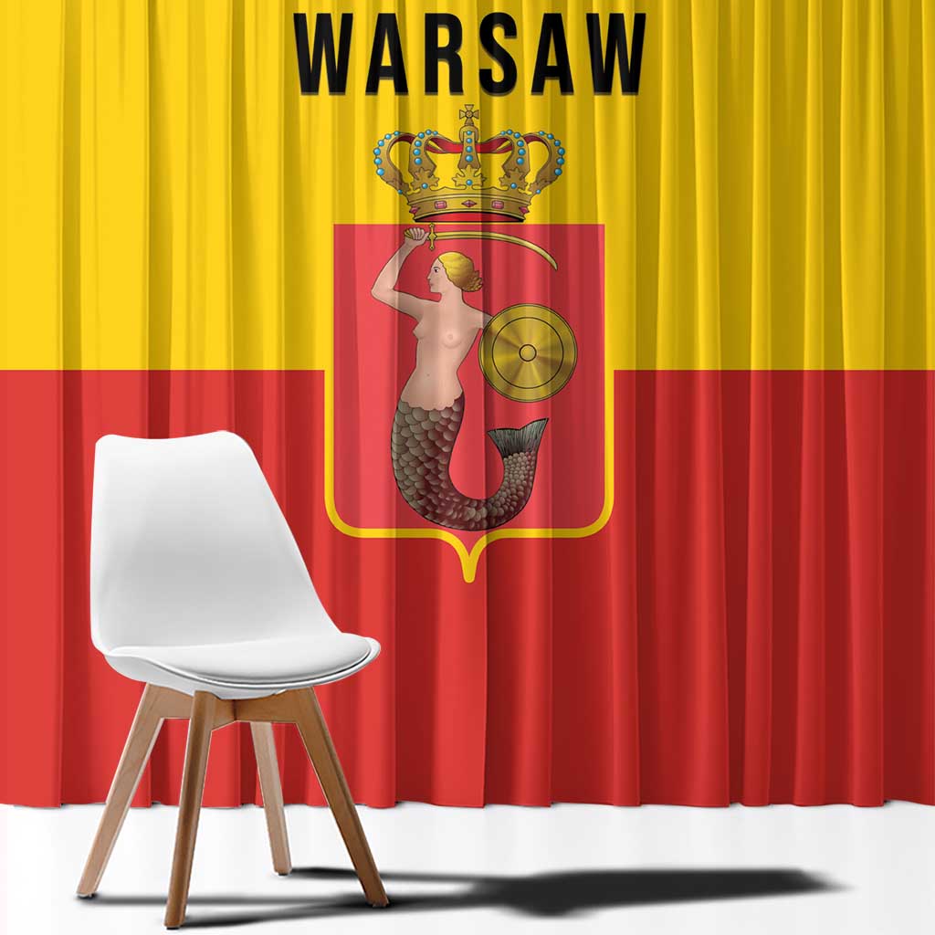 Warsaw Capital of Poland Window Curtain Royal Syrenka Heraldic Design
