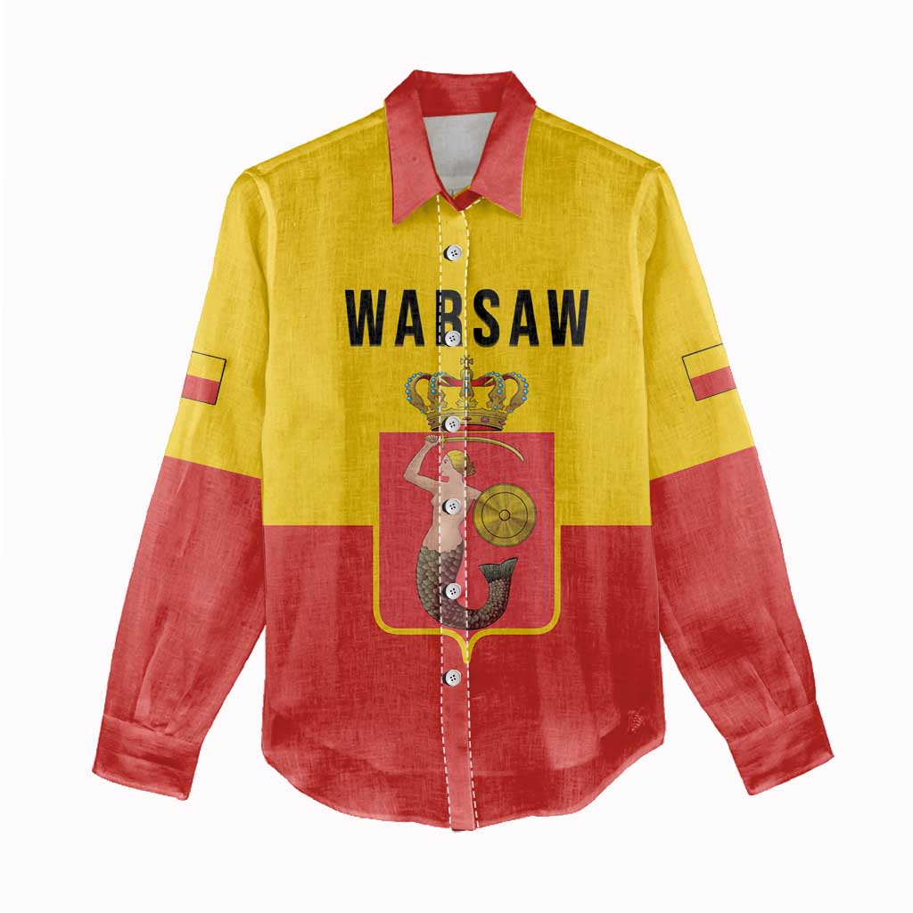 Personalized Warsaw Capital of Poland Women Casual Shirt Royal Syrenka Heraldic Design