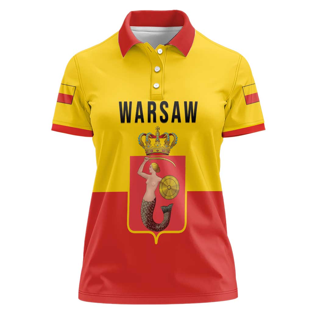 Personalized Warsaw Capital of Poland Women Polo Shirt Royal Syrenka Heraldic Design