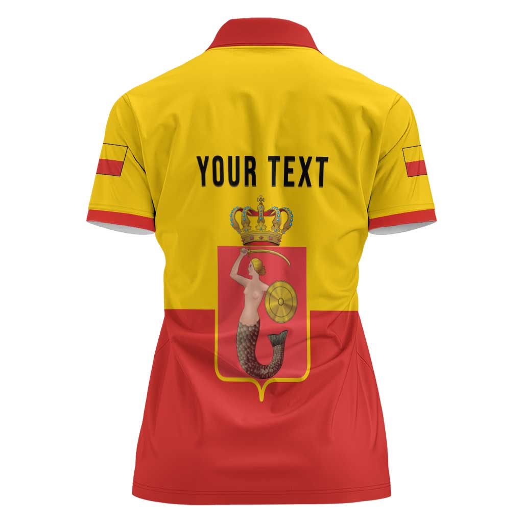 Personalized Warsaw Capital of Poland Women Polo Shirt Royal Syrenka Heraldic Design