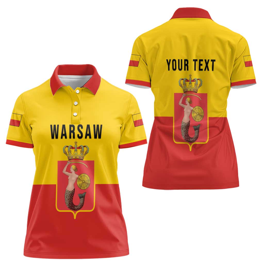 Personalized Warsaw Capital of Poland Women Polo Shirt Royal Syrenka Heraldic Design
