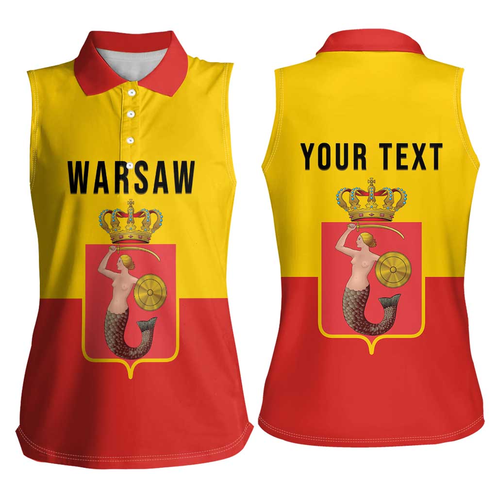 Personalized Warsaw Capital of Poland Women Sleeveless Polo Shirt Royal Syrenka Heraldic Design