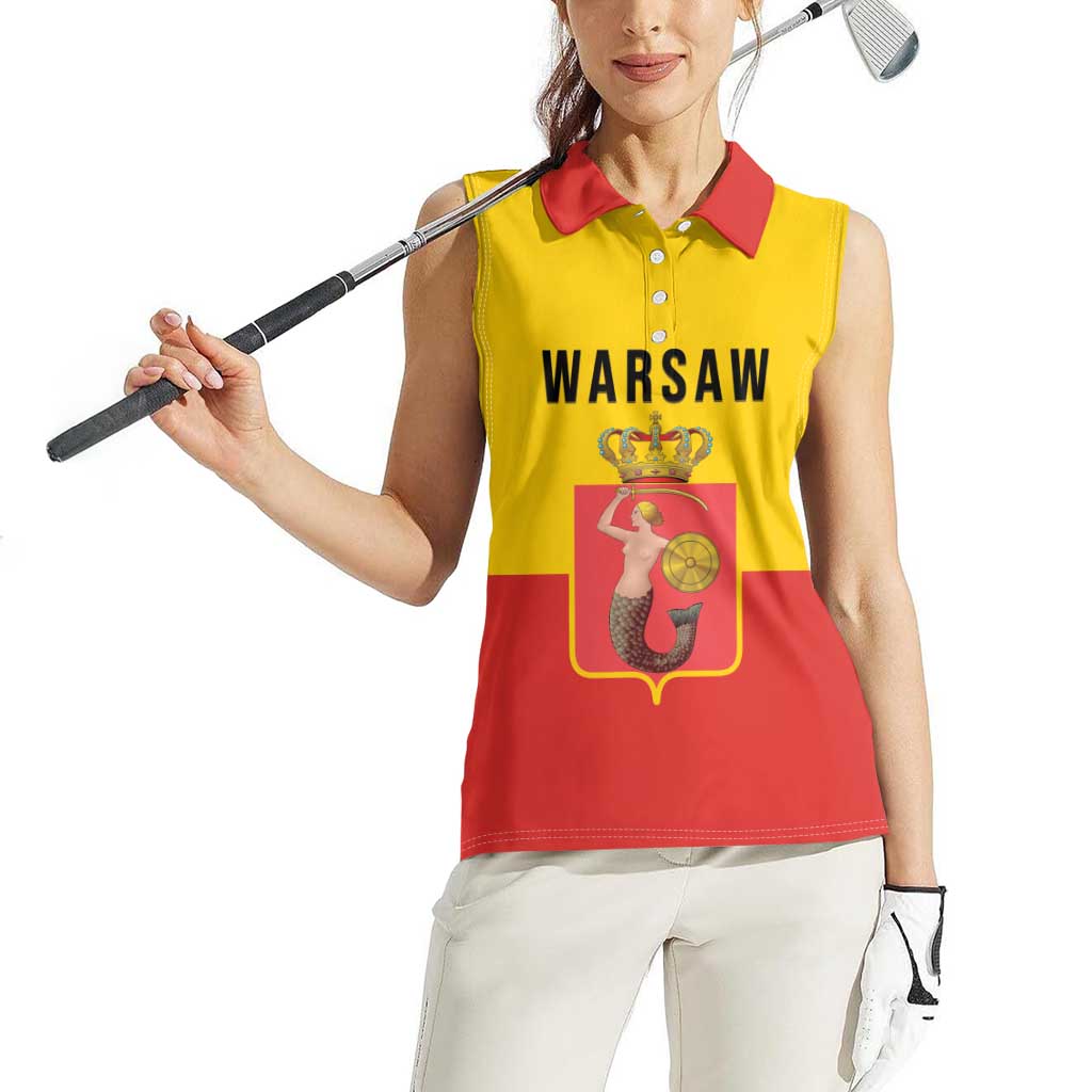 Personalized Warsaw Capital of Poland Women Sleeveless Polo Shirt Royal Syrenka Heraldic Design