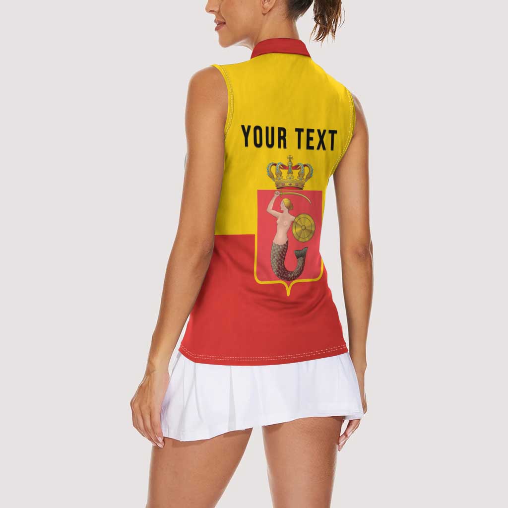 Personalized Warsaw Capital of Poland Women Sleeveless Polo Shirt Royal Syrenka Heraldic Design